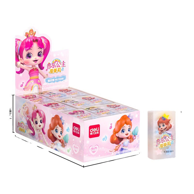 Deli 72250 Eraser Music Princess Cartoon Cute Girl Heart Student Learning Clean Jelly Color Eraser