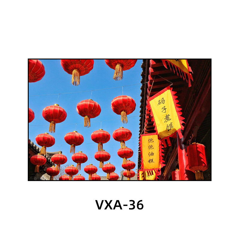 陕西装饰画西安长安古城风景建筑面馆挂画美食餐厅饭店包厢壁画