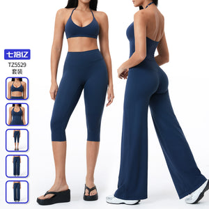 Amazon cross-border brushed yoga suit work clothing fitness casual suit women's outdoor running sports suit 5529