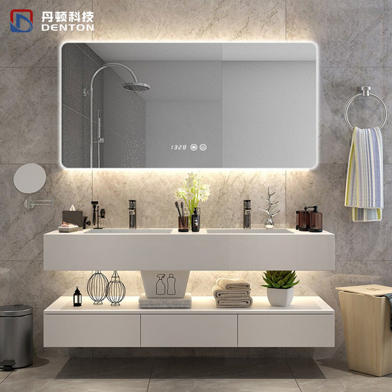 Nordic rock slab integrated bathroom cabinet combination light luxury smart washstand bathroom face wash hands double basin bathroom cabinet
