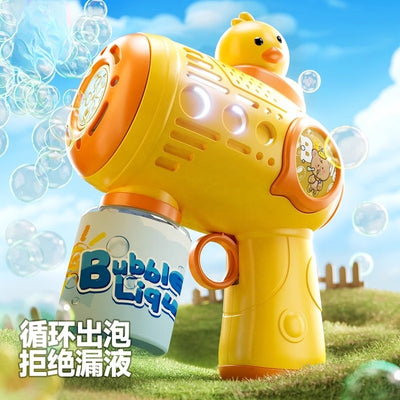 New bubble blower for boys and girls - little yellow duck automatic electric handheld bubble gun toy with bubble solution for outdoor use