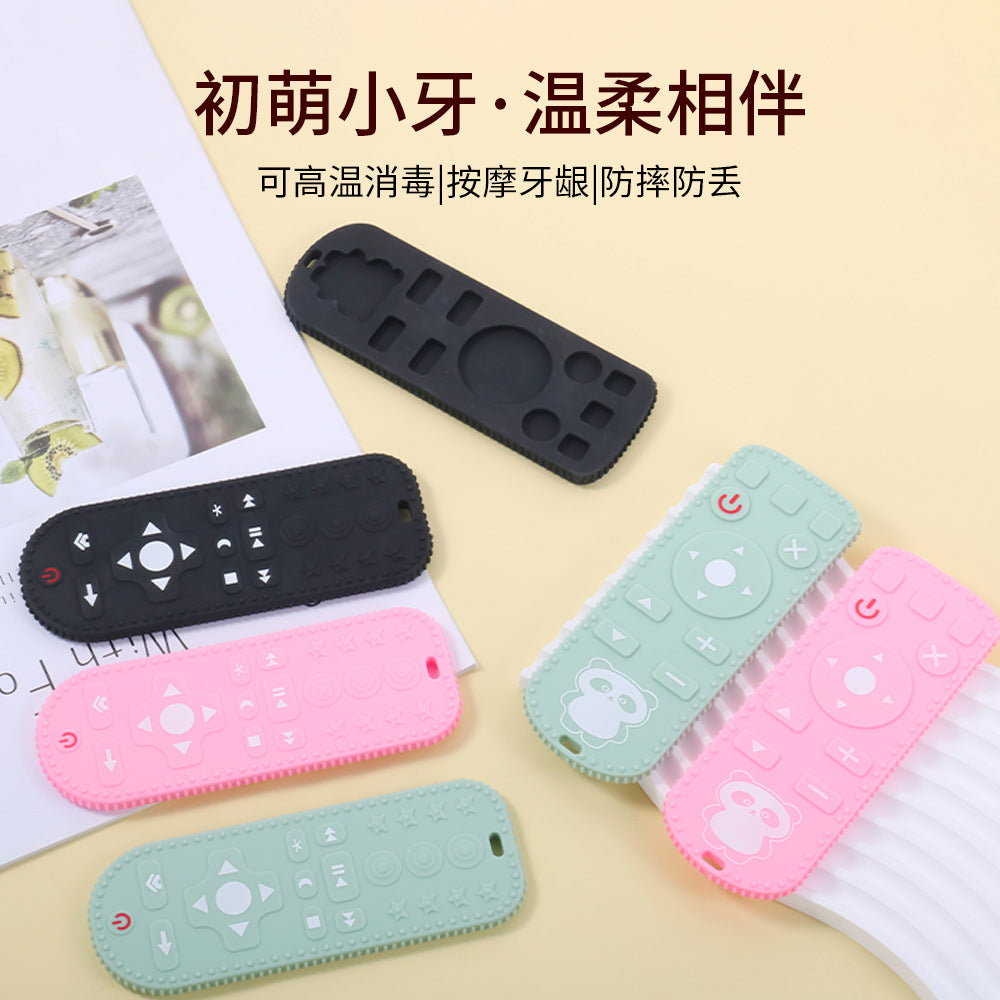 Customized silicone remote control Toothpaste baby platinum soft silicone odor-free baby tooth grinder panda bite glue bite