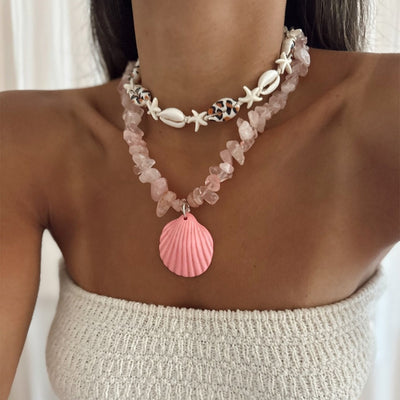 Natural gravel necklace wholesale fashion cross-border jewelry women's bohemia simple fashion ocean shell sweater chain