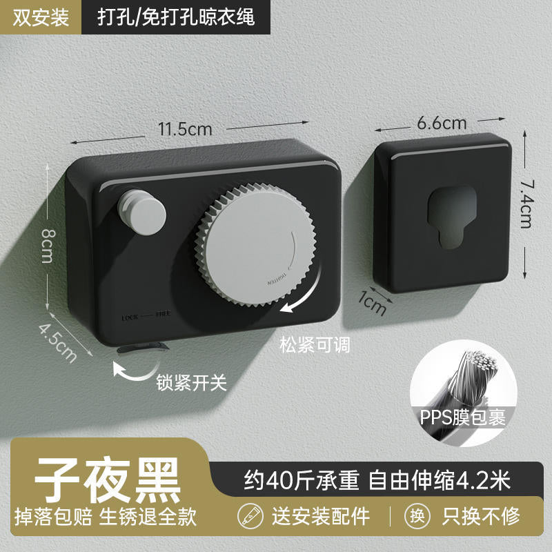隐形晾衣绳晾衣服神器绳子室内免打孔卫生间隐形伸缩阳台钢丝绳架
