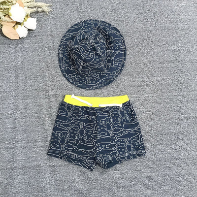 Original overstock new children's swim trunks - boys' cartoon print, quick-dry, comfortable, high-stretch swim shorts for toddlers and young children