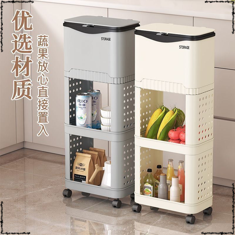 Non-bending multi-function with lid with wheel kitchen trash can high large capacity living room bathroom garbage storage bucket