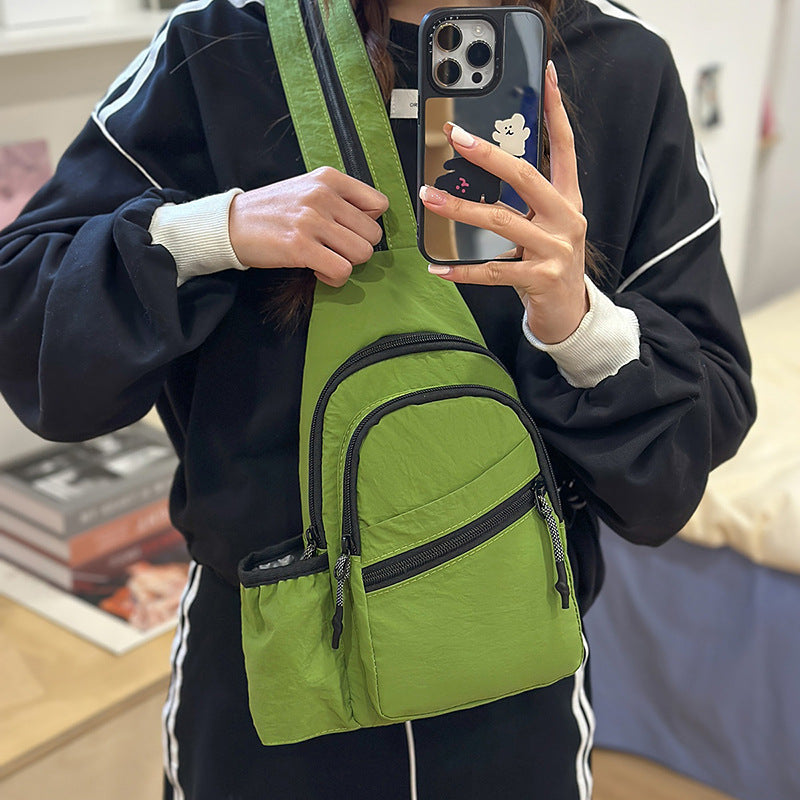 New Japanese trendy brand casual breast bag women's Oxford cloth shoulder small backpack versatile and lightweight outdoor sports messenger bag