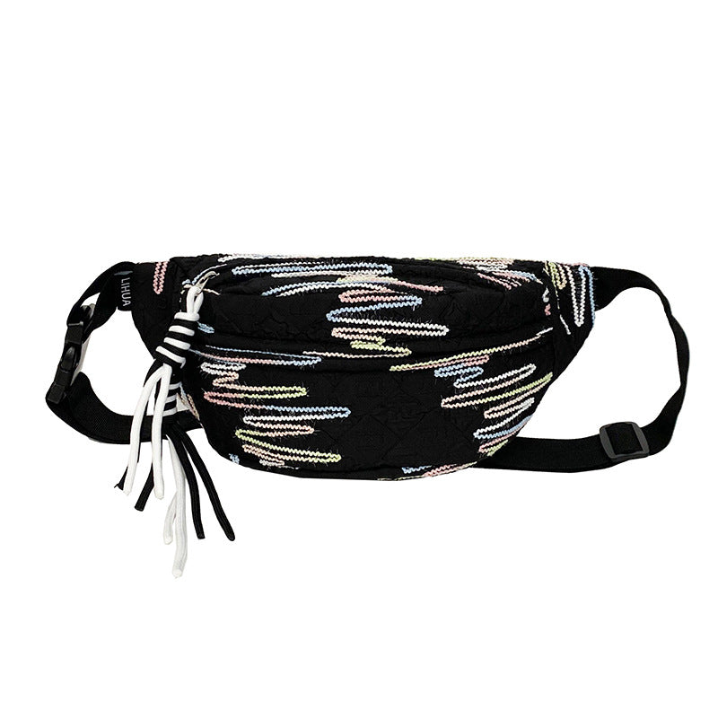 Cute and lightweight pleated breast bag Japanese ins small fresh student fanny pack female Mori girl niche messenger bag