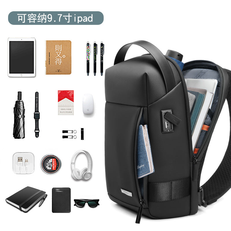 Customized men's messenger bag, multi-functional large-capacity small backpack, chest bag, shoulder bag, men's satchel, men's chest bag