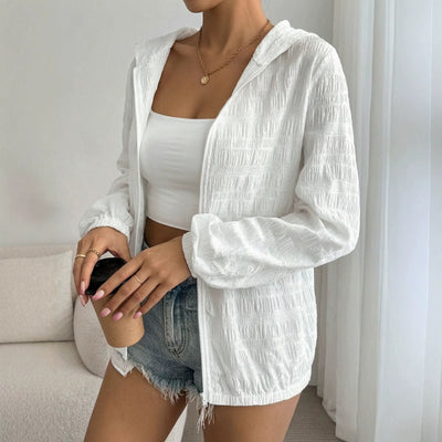 spring/summer new women's outerwear for cross-border e-commerce: , , and european & american export - solid color casual zip-up long sleeve jacket