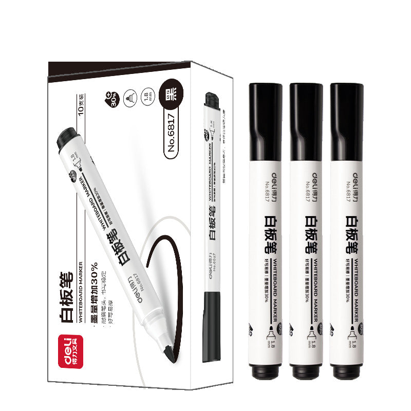 Deli 6817 Whiteboard Pen Rubable Head Large Capacity Red Blue Black Blackboard Pen Water Marker Children's Marker Pen
