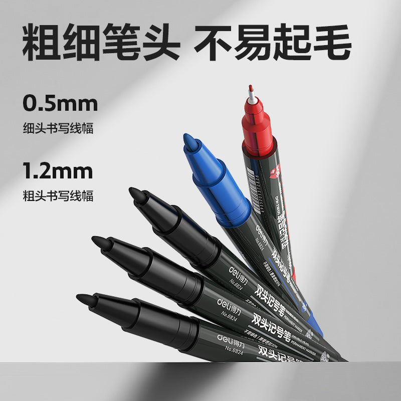 Deli 6824 Double Head Marker Oil Marker Thin Head Art Hook Pen Oil Pen Hook Pen Stroke Pen