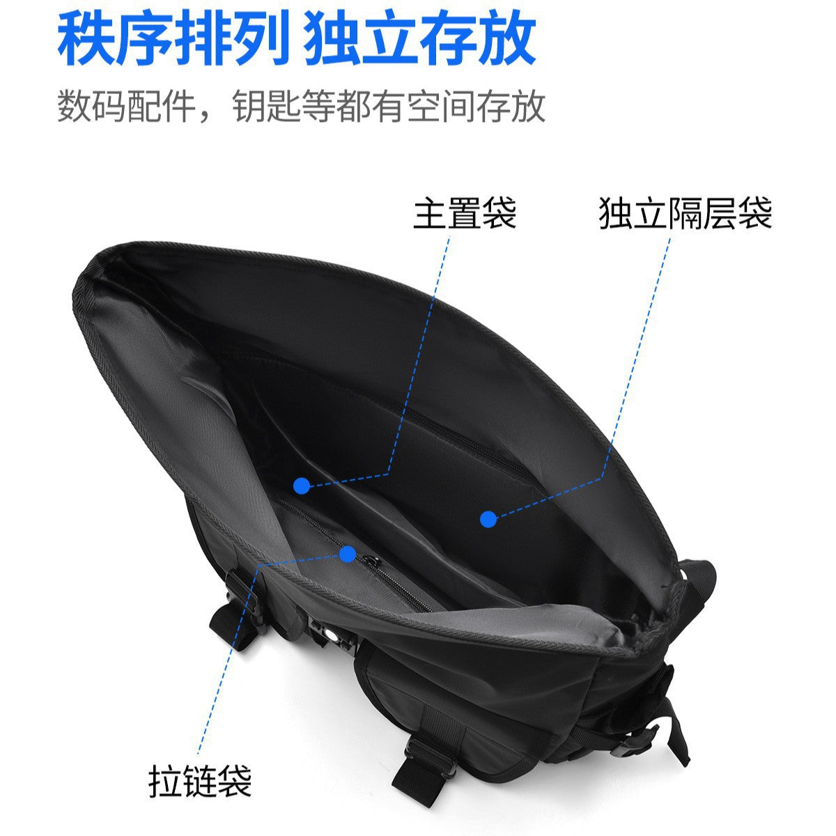 New men's bag functional oblique span bag men's sports waterproof travel shoulder bag large capacity computer expansion messenger bag