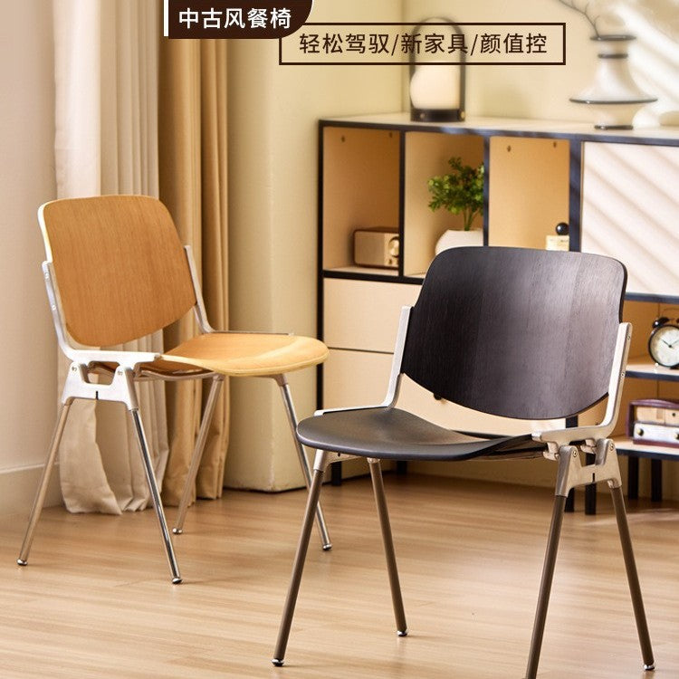 Custer medieval dining chair Bauhaus household solid wood back chair retro aluminum alloy stool restaurant cafe chair