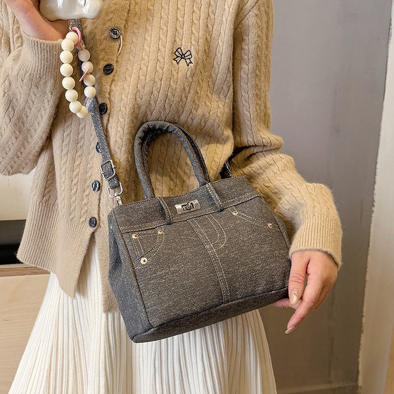 Autumn high-end messenger bag women's 2025 new creative fashion retro blue handbag trendy shoulder bag