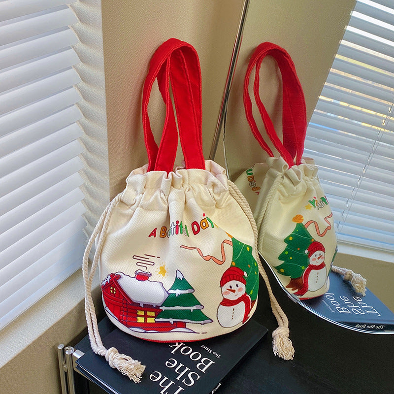New Foreign Trade Spot Christmas Gift Bag Cartoon Santa Snowman Tote Bag Canvas Bag