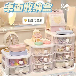 Desktop storage box - ins style drawer organizer for student dorms - multifunctional organizer for stationery, cosmetics, and hair accessories