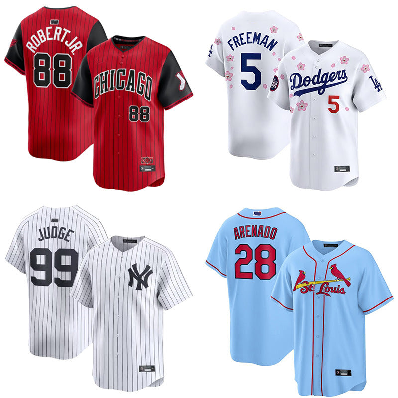 Sublimation custom American baseball jersey sports jacket sticker embroidered softball jersey competition men's and women's baseball jersey printing