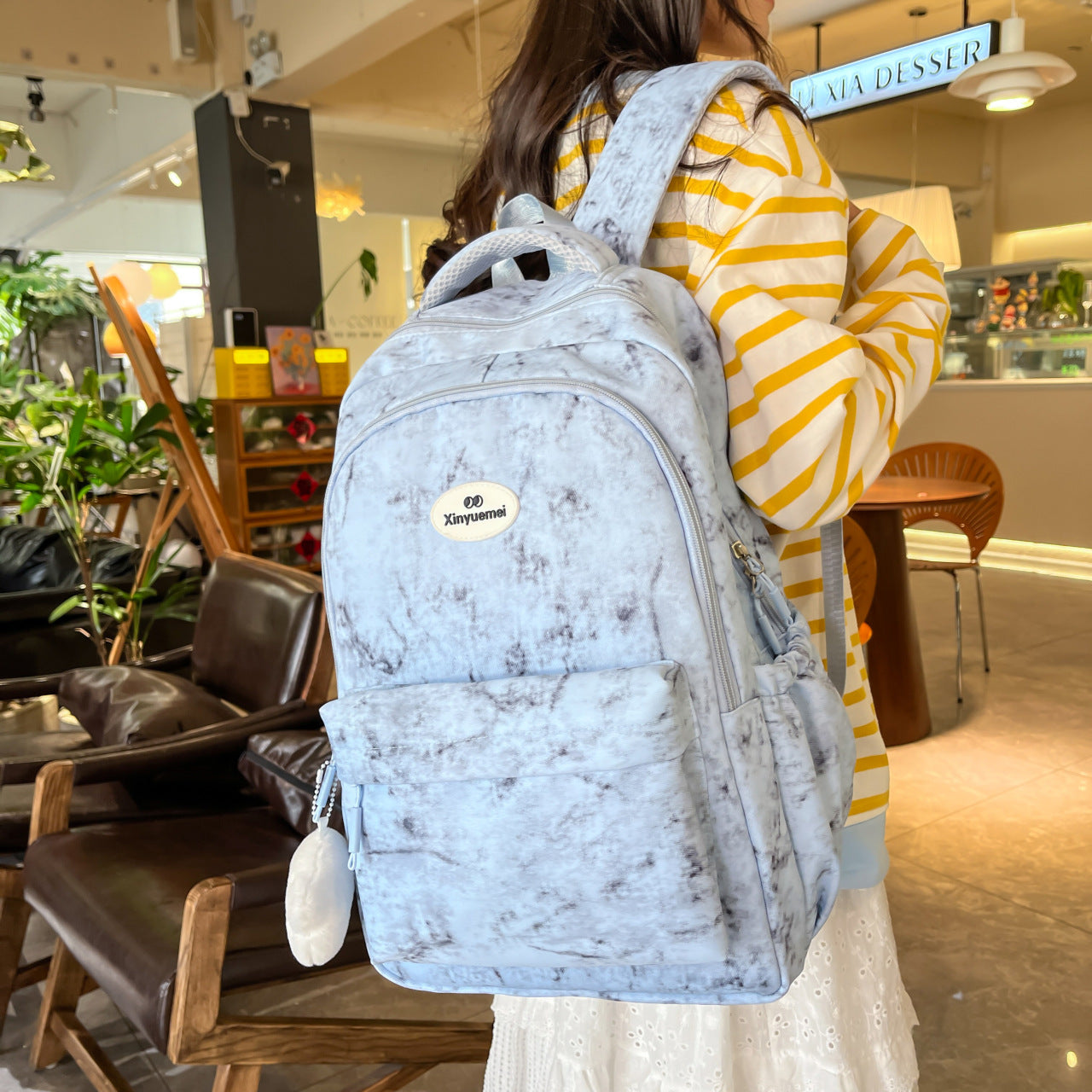 New fashionable and simple tie-dye junior high school high school student schoolbag girls large capacity backpack lightweight versatile travel bag