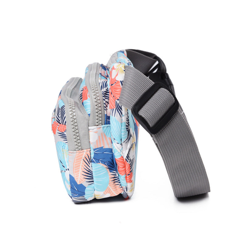 Fanny pack 2025 summer new printed nylon cloth small bag  fashion lightweight shoulder messenger bag casual breast bag