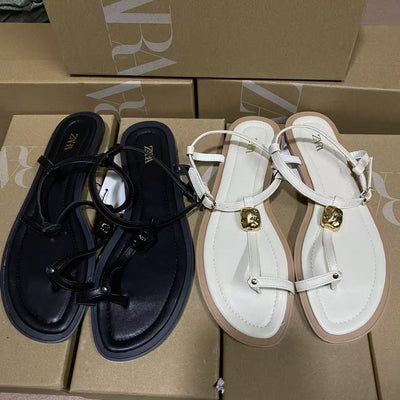 Za2025 spring new arrivals: versatile black and white round-toe flats, heels, and peep-toe sandals with ankle strap