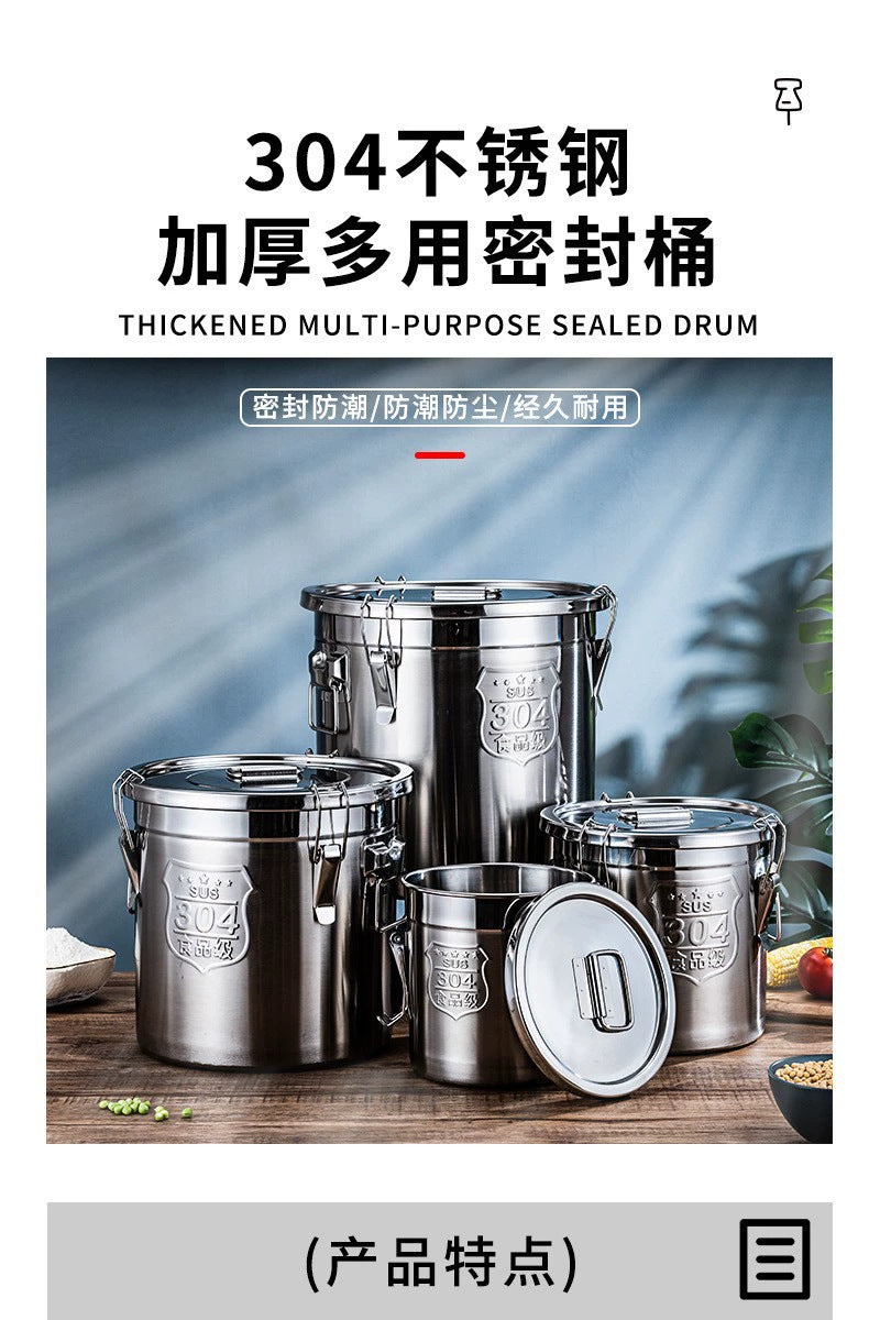 Stainless steel barrel, hotel 304 stainless steel sealed rice barrel Thickened large-capacity storage barrel Brewing barrel, sealed barrel