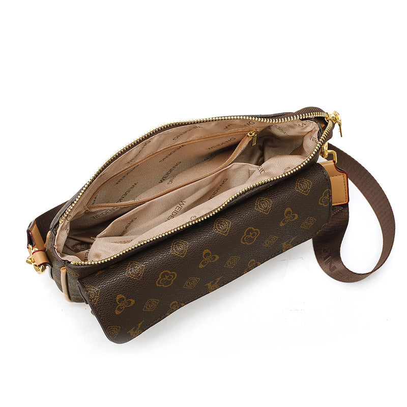 Cross-border small bag women's 2025 new Korean version of casual baguette mahjong fashion niche small square bag shoulder messenger bag