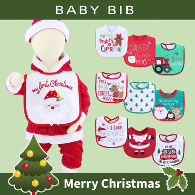 Merry christmas baby bib christmas theme saliva towel baby embroider bib anti-dirty cute