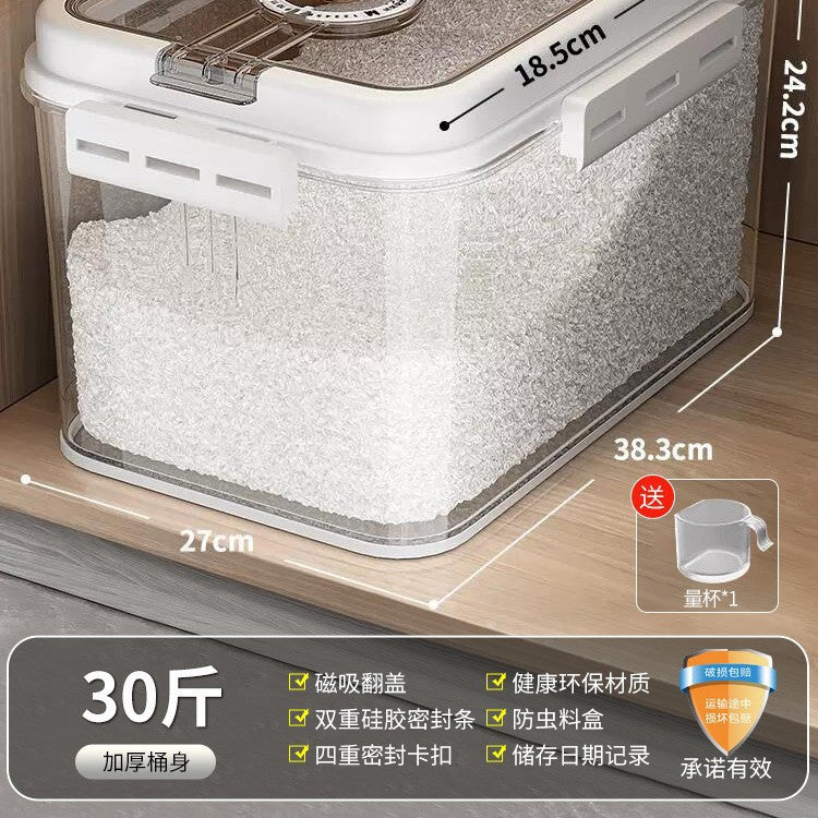 Rice bucket Household rice tank Insect-proof and moisture-proof sealed flour storage tank Rice storage box Food grade rice noodle container