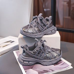 Girls' fashion chunky sneakers spring/autumn new korean style kids' color block athletic shoes boys' lightweight running shoes