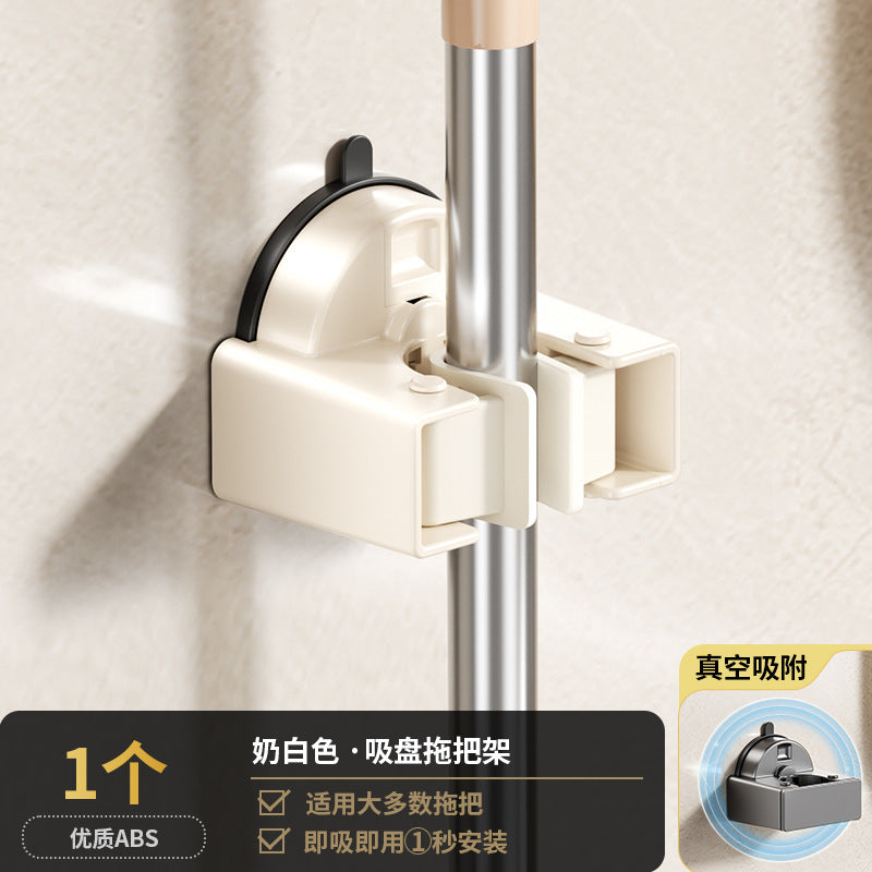 Powerful suction cup, mop clip, hook, wall hanging, no punching, household bathroom, bathroom wall, mop, broom, storage rack