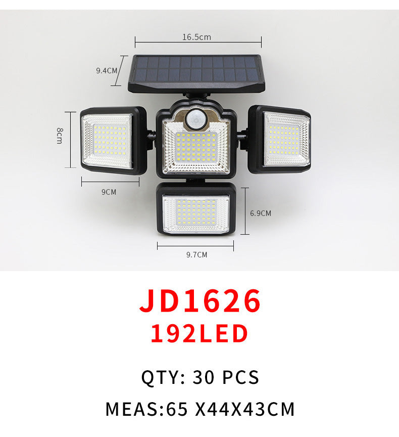 Solar wall lamp four-head rotating multi-functional split waterproof street lamp human body induction road lighting garden lamp