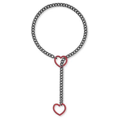 2024 new cross-border multi-color heart & o-ring adjustable punk cuban long necklace - couple's style