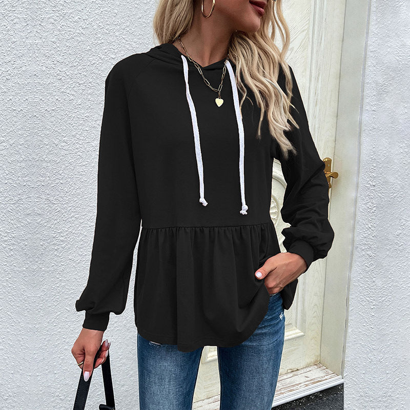 Spring and Autumn Export Cross-border  Independent Station Multi-color Valentine's Day Women's Clothing Design Sense Pullover Hooded Solid Color Sweater