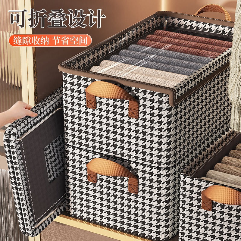 Qiandongge steel frame household storage box clothing with lid foldable wardrobe storage box sorting clothes clothes pants