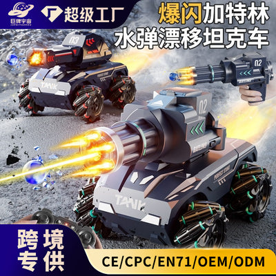 Wholesale cross-border remote control toy cars: stunt electric spray water bomb launcher tank with lights and music for kids