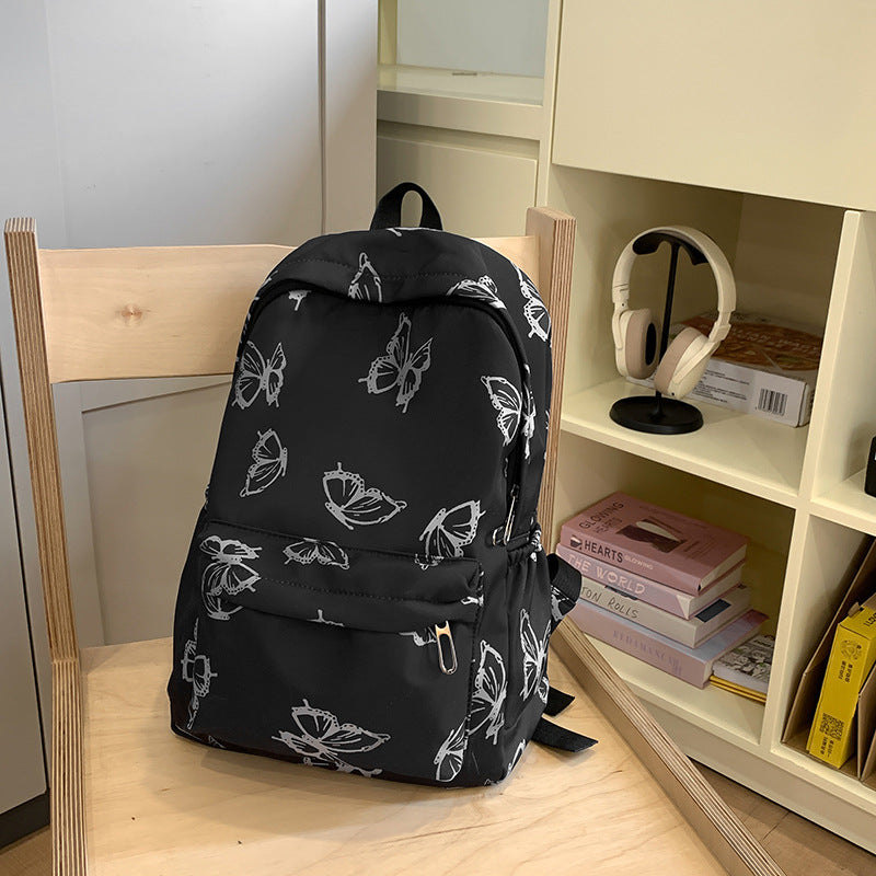 New simple cartoon butterfly backpack, primary and secondary school student campus schoolbag, large capacity and light travel  backpack