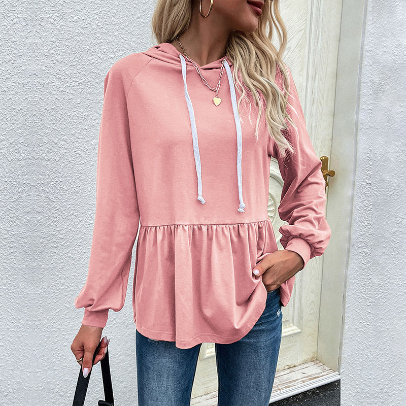 Spring and Autumn Export Cross-border  Independent Station Multi-color Valentine's Day Women's Clothing Design Sense Pullover Hooded Solid Color Sweater