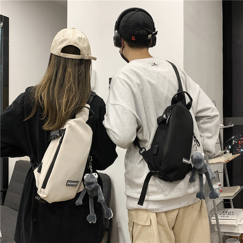 Couple breast bag versatile high-end messenger Japanese large-capacity women's shoulder bag can be printed logo trendy men's bag