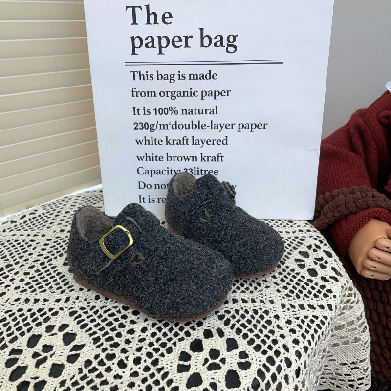 ins children's Birkenstock cotton shoes 2025 winter new Korean version girls plush shoes boys warm beanie shoes