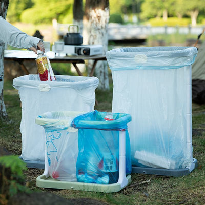 Newly upgraded outdoor folding trash can rack - portable storage for camping, home, and outdoor kitchen use - includes outdoor trash bag holder