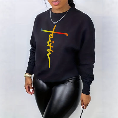 S390649 long-sleeved round neck letter print sweatshirt