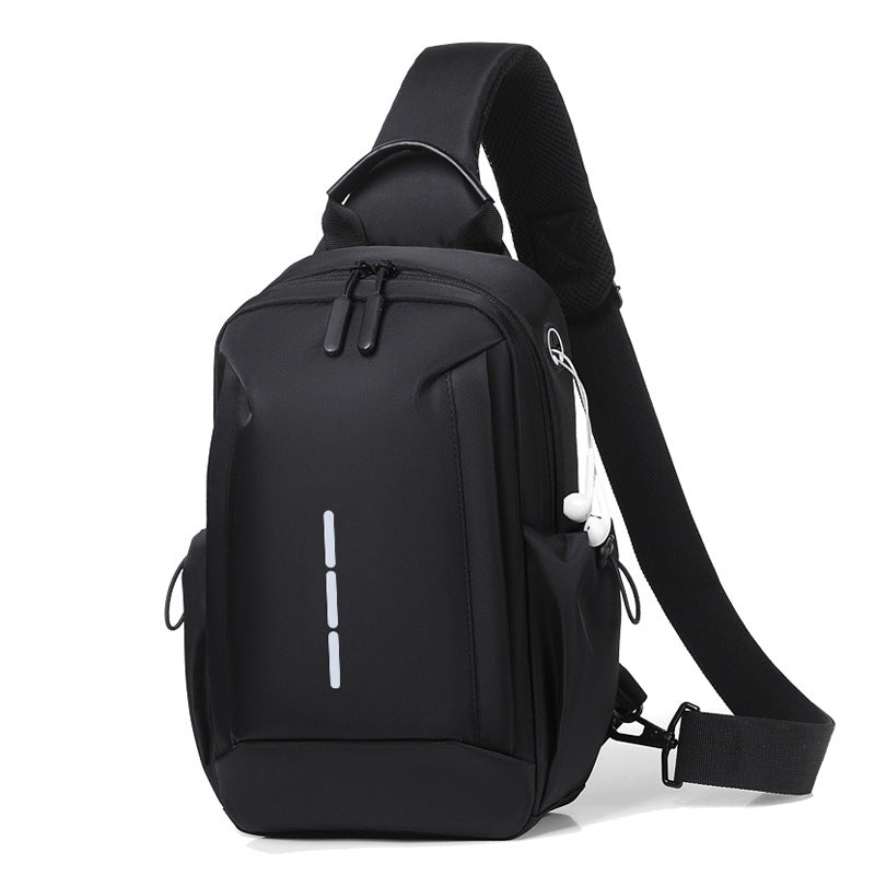 Cross-border custom logo fashionable men's breast bag, high-end waterproof messenger bag, casual and light commuter shoulder bag.