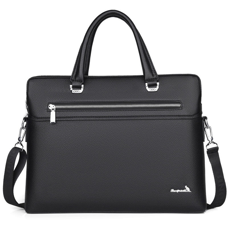 New men's fashion trend high-end laptop bag leather large-capacity bag briefcase messenger bag