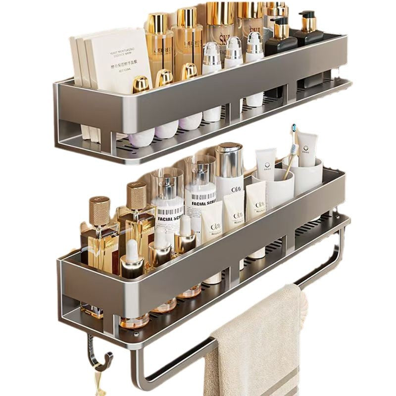 Space Aluminum Cream Wind Toilet Wash Desk Shelf No Punching Toilet Bathroom Toilet Wall Hanging Storage Rack