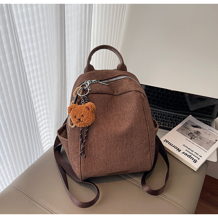 Cross-border contrasting color girls backpack 2025 new large-capacity commuting class simple shoulder bag backpack