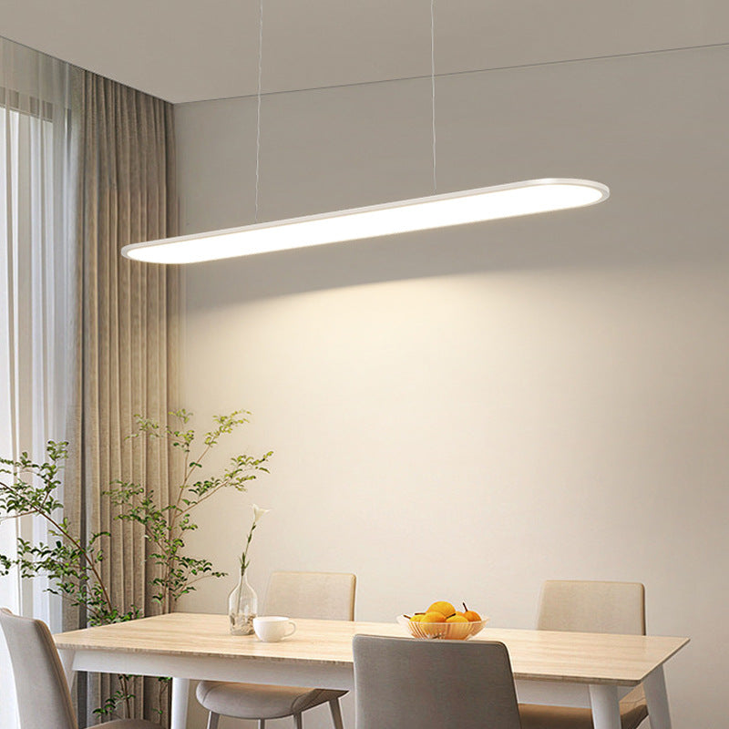 Xiaohongshu chandelier one-word long restaurant lamp chandelier modern eye protection lamp bar table restaurant lamp advanced sense