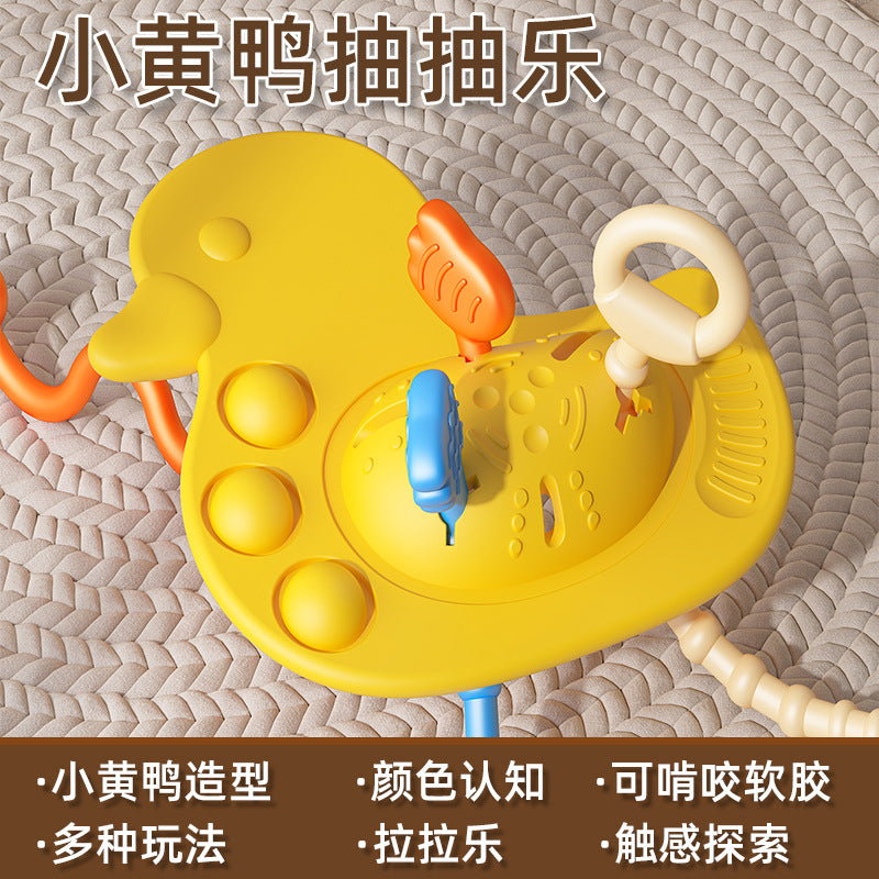 Cross-border yellow duck silicone lala music draw music baby early education draw hand grab ball can bite lala music toy