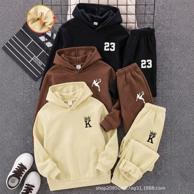 Kids' jogger sweatpants - boys' fall/winter loose fit versatile printed casual pants - 3-pack
