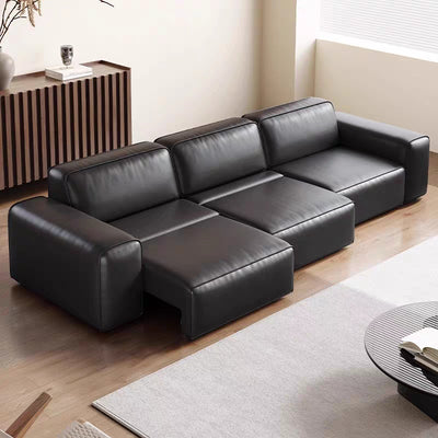 Shi zeng feitian big black cow telescopic dual-purpose variable bedside layer cowhide living room tofu block color electric functional sofa